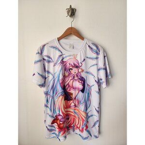 White anime waifu short sleeve T-shirt S
